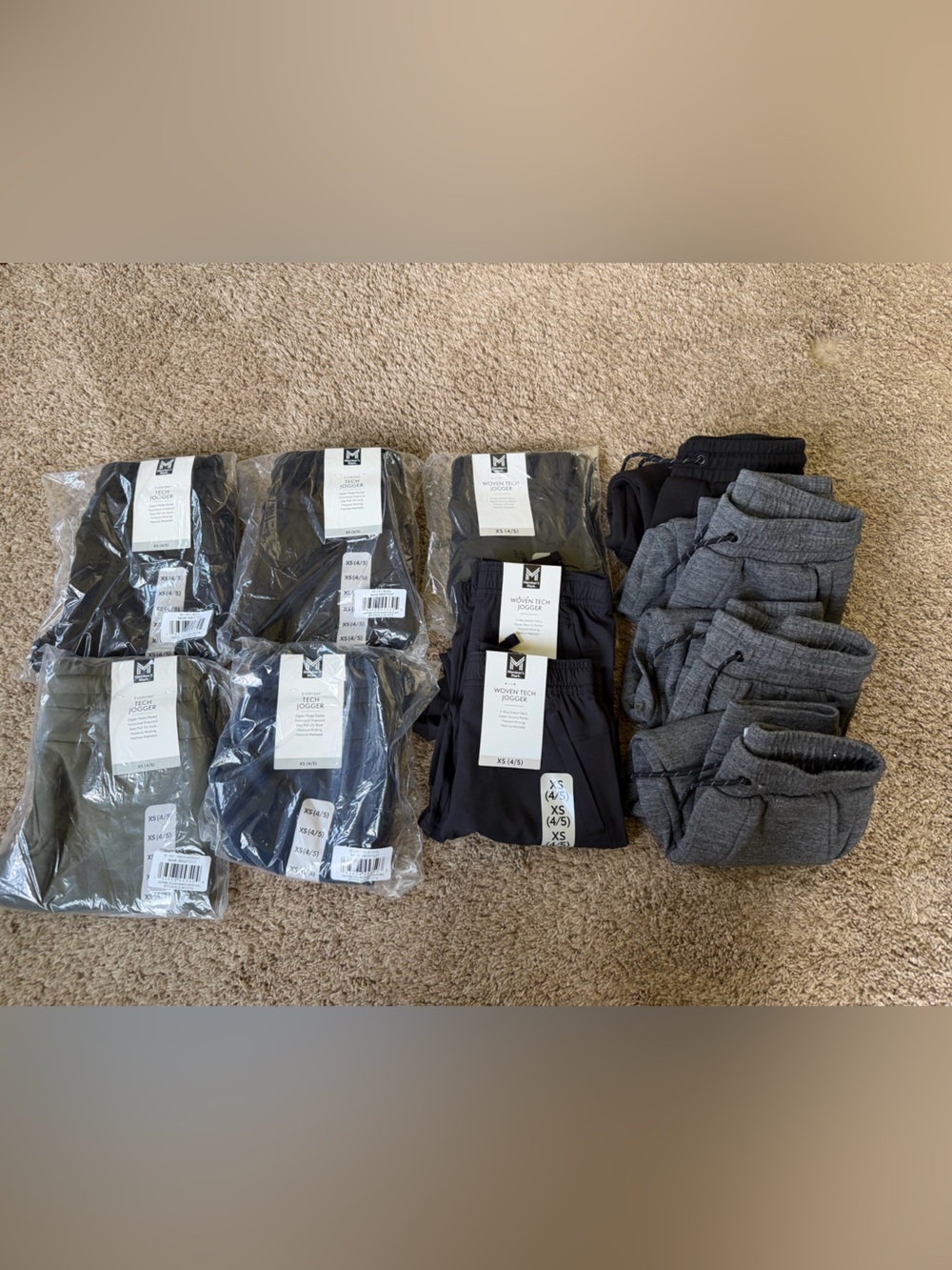 Member’s Mark Kids' Joggers set of 11 pair - Gray, black, and blue